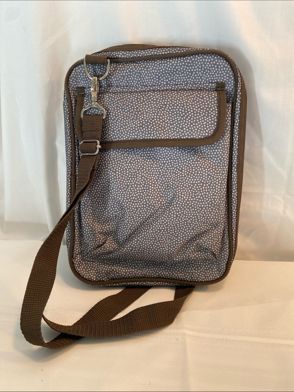 Thirty One Inspiration Compact Brown Dot Crossbody Bag Case